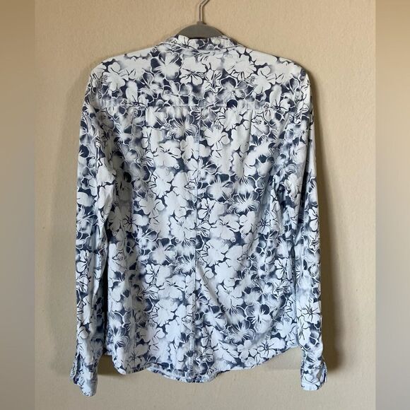 Frank & Eileen Blue White Shirts Button Down Floral Size L - Picture 7 of 11